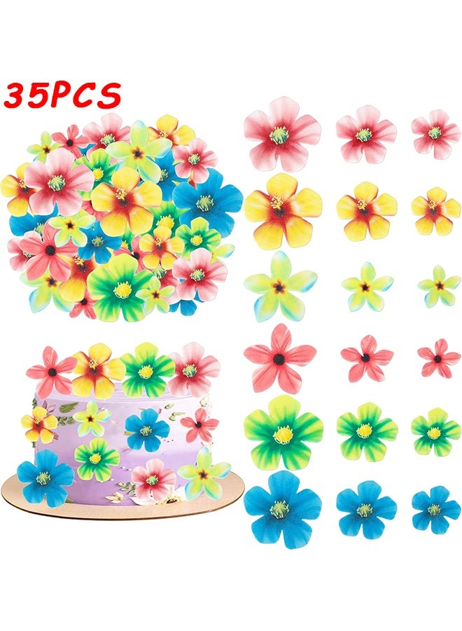 Depend 35 Pcs Edible Flowers Cupcake Toppers Wafer Paper Flower Wedding Cupcake Picks Edible Flowers Cake Decorations For Spring Bridal Engagement Baby Shower Birthday Party Cake Decoration Supplies - Image 1